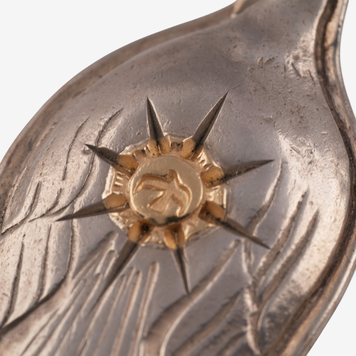 Gold Stamp Eagle Silver Spoon Pendant