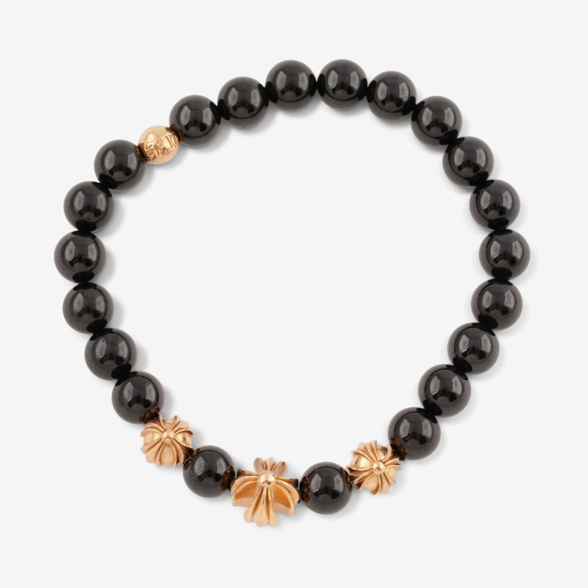 22k 8mm Obsidian Beads Bracelet
