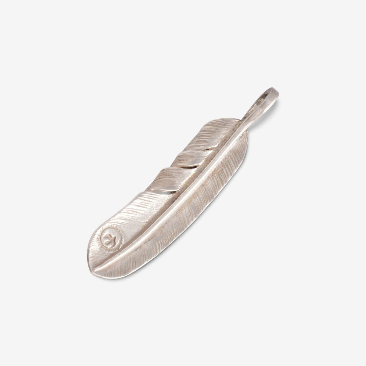Plain Silver Feather Pendant (Left)(XL)