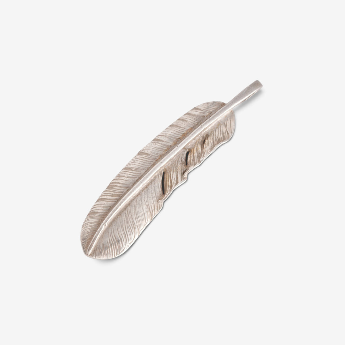 Plain Silver Feather Pendant (Left)(XL)