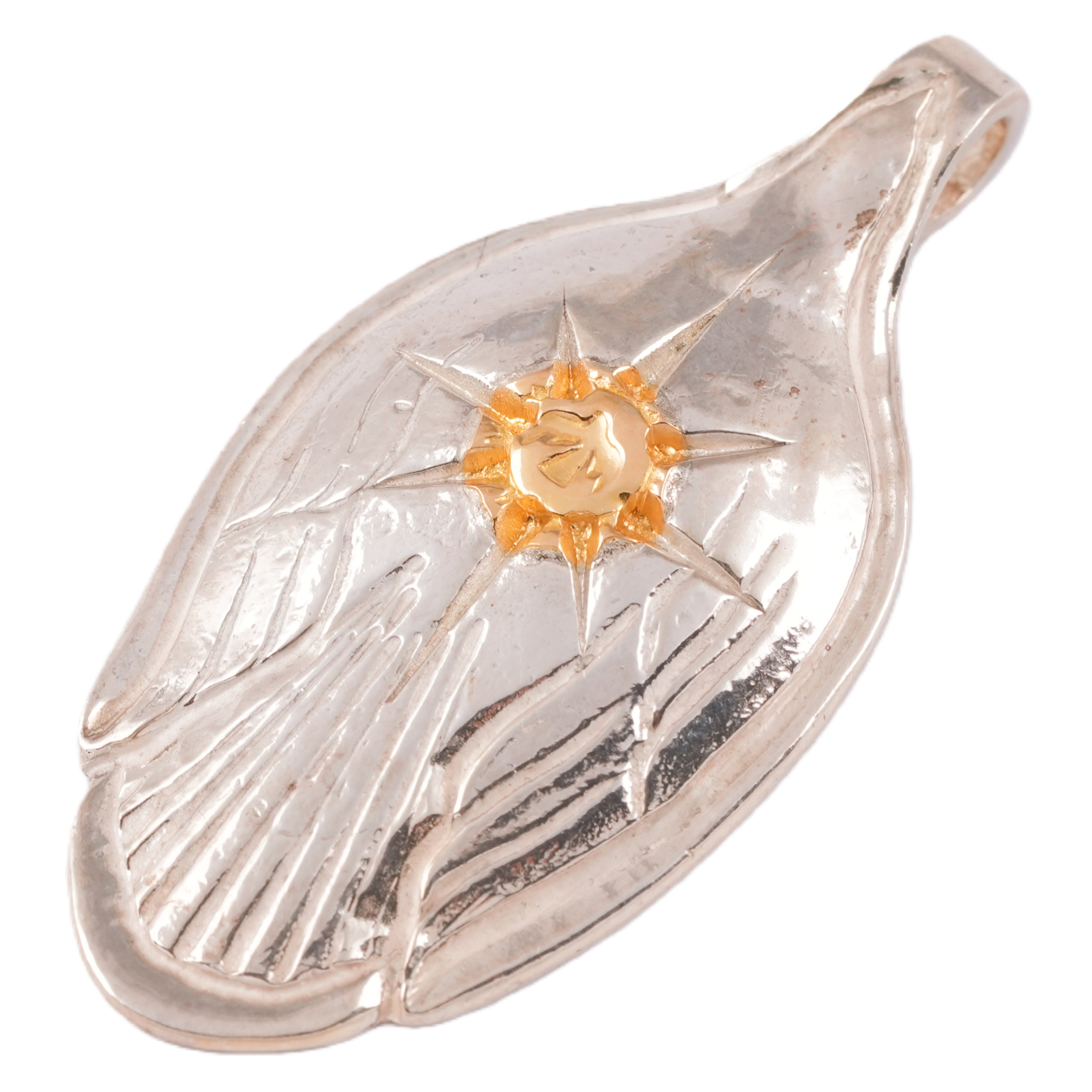 Gold Stamp Eagle Silver Spoon Pendant