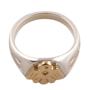 Gold Eagle Silver Signet Ring (Round) (US8)