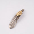 Gold Top Silver Feather Pendant (Left)(XL) — Goro's