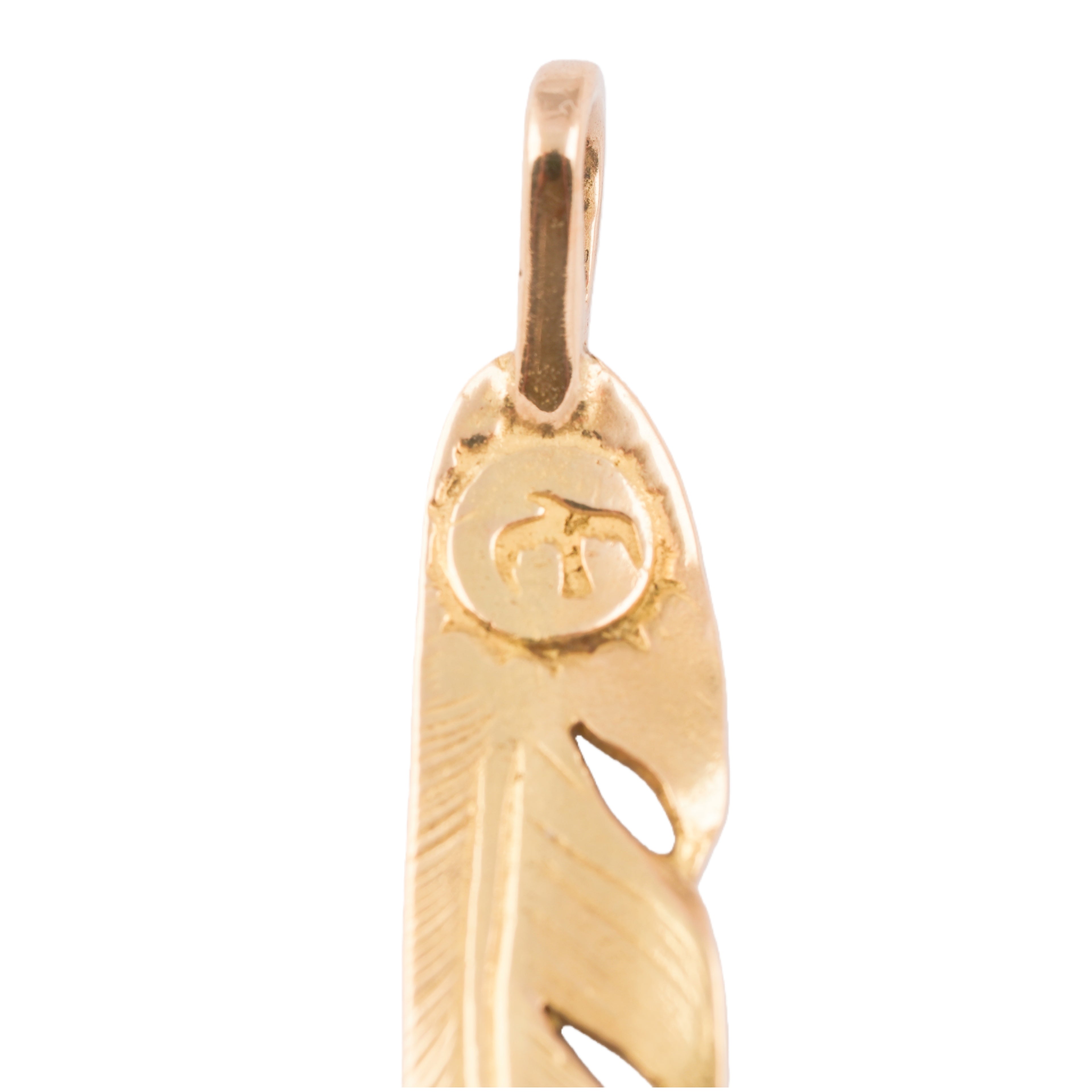 Gold Feather Pendant (Right)(S)