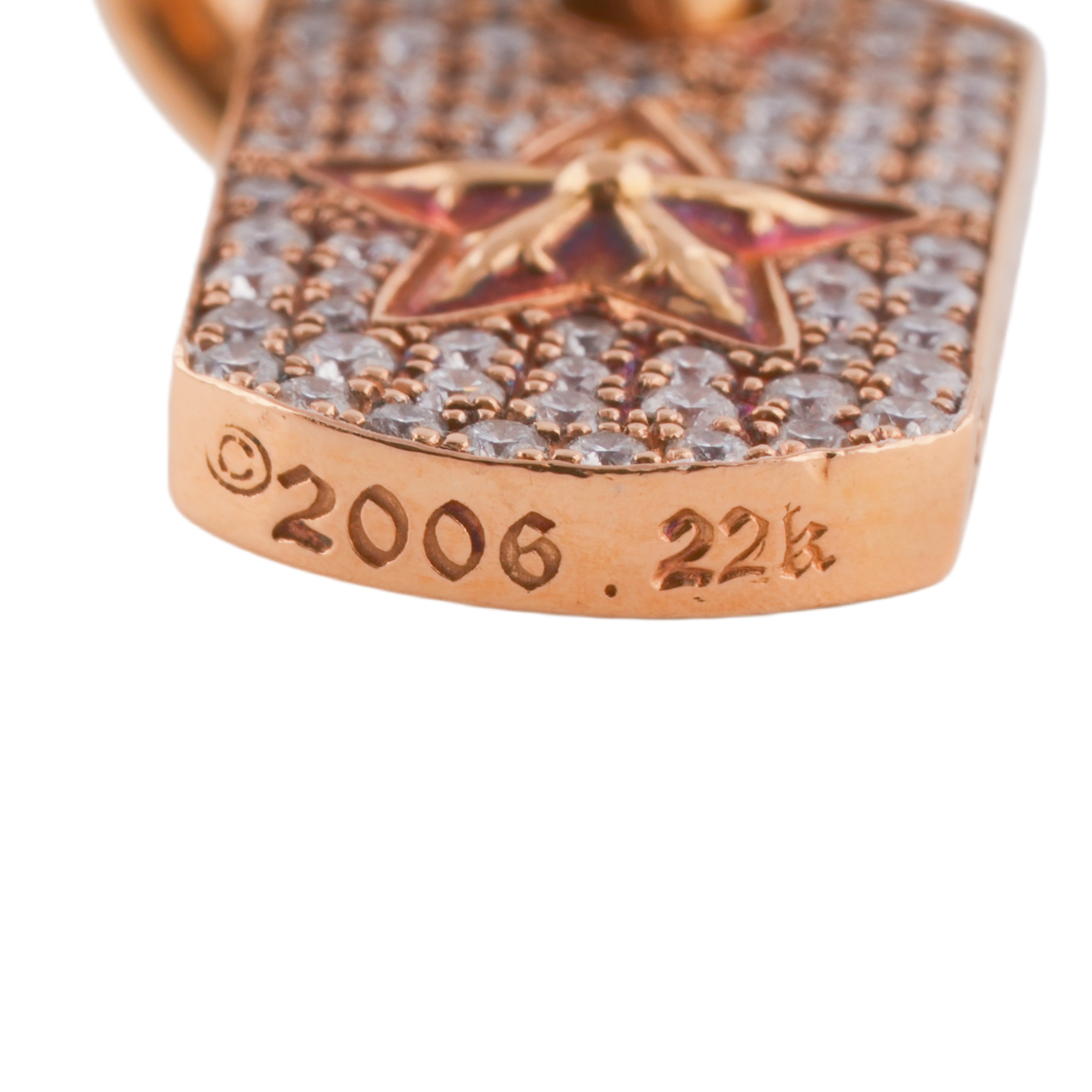 22k Pave Diamond 5-Point Star Tiny Dogtag