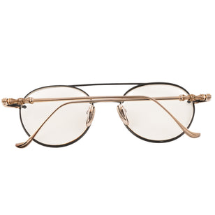 Dylan Took It > Black and rose gold aviator-style eyeglasses with cross motif temple