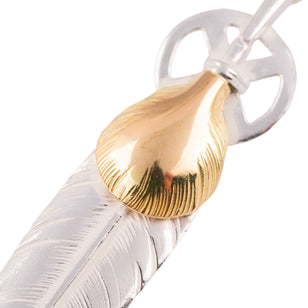Gold Top Heart Wheel Silver Feather (L) #00192