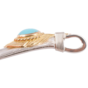 Gold Top & Rope-Bezel Turquoise Silver Feather (Right)(XL)
