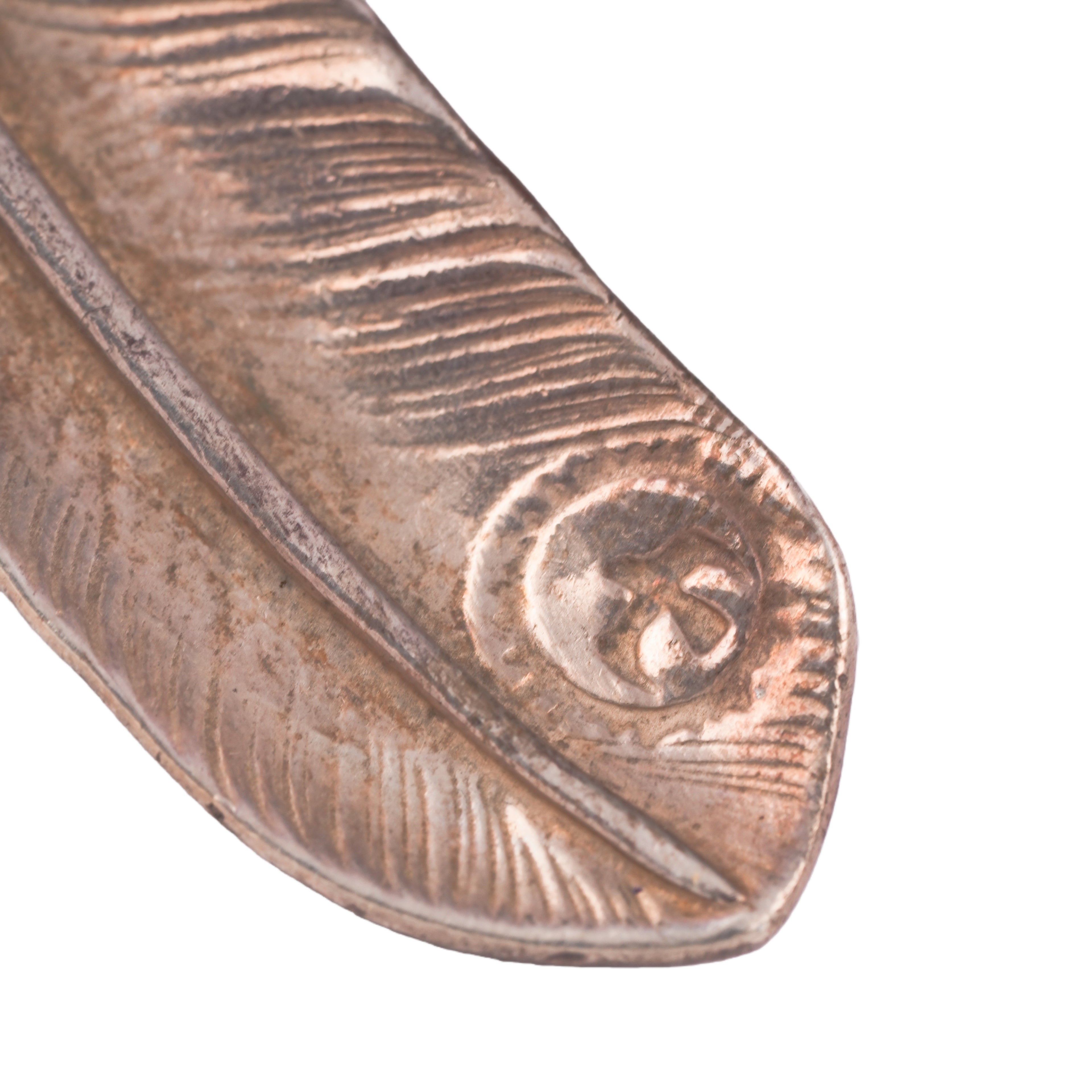 Claw Silver Feather w/ Gold Stamp Pendant (Right)(XL)