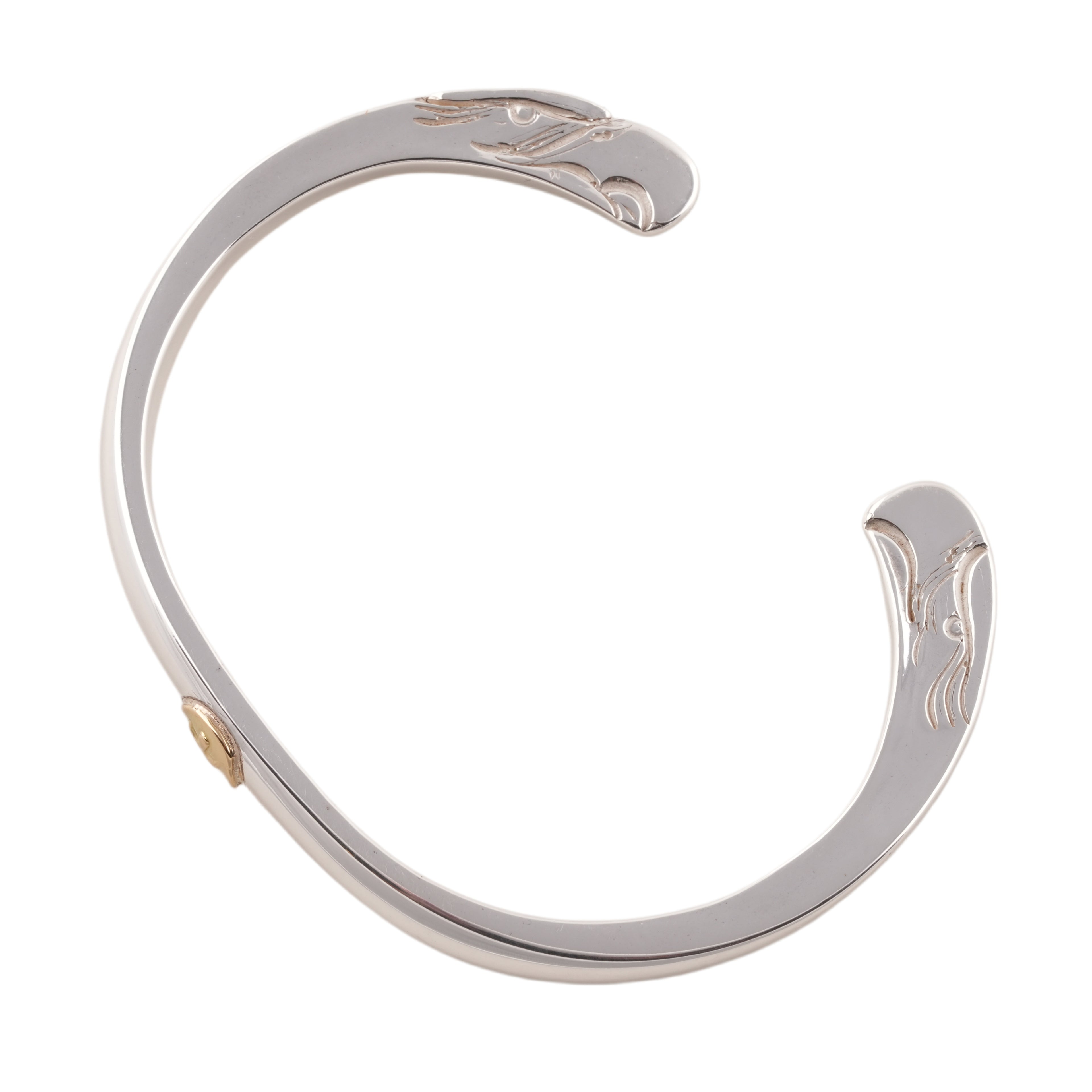 Eagle Head Silver Cuff w/ Gold Stamp (M)