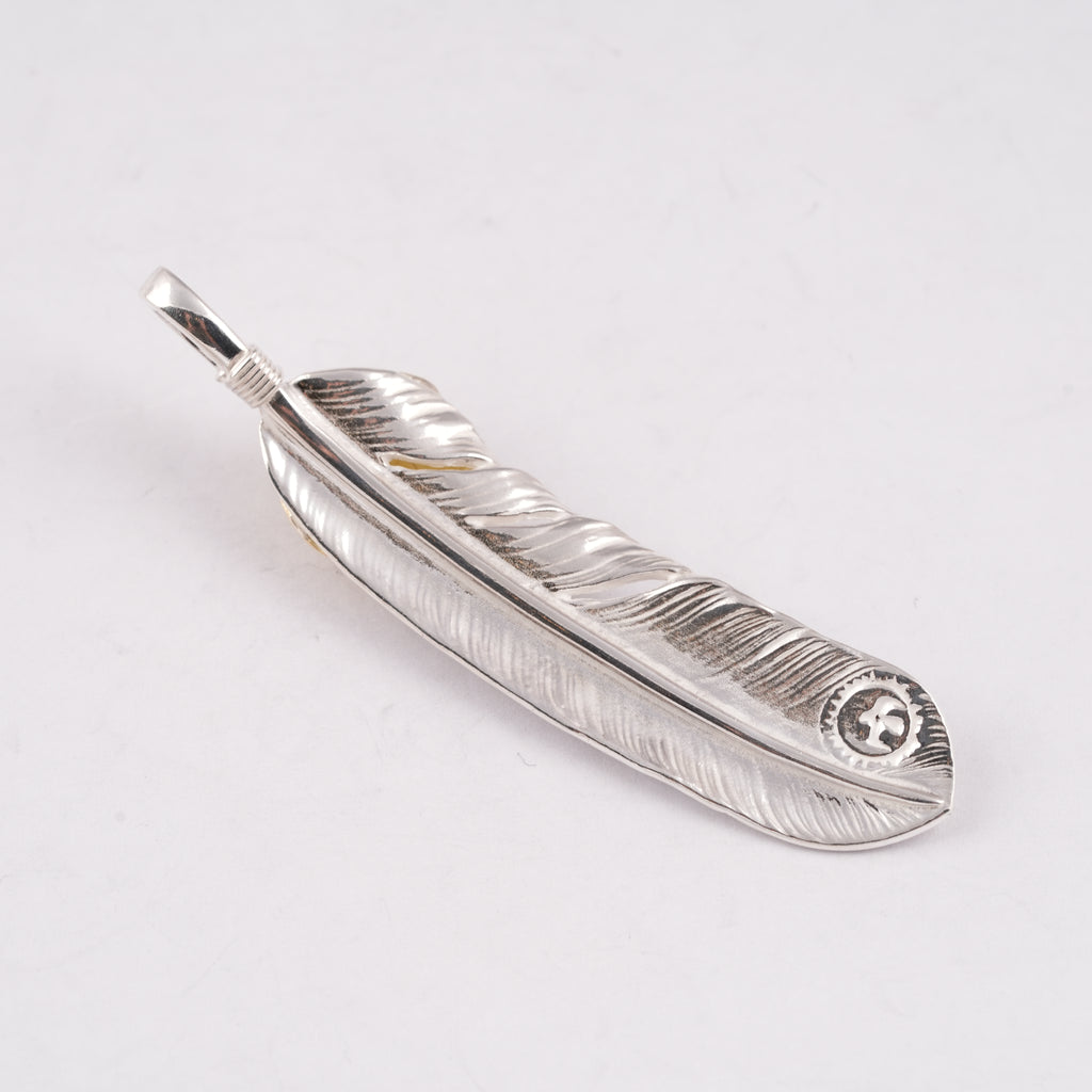 Gold Top & Rope-Bezel Turquoise Silver Feather (Right)(XL)