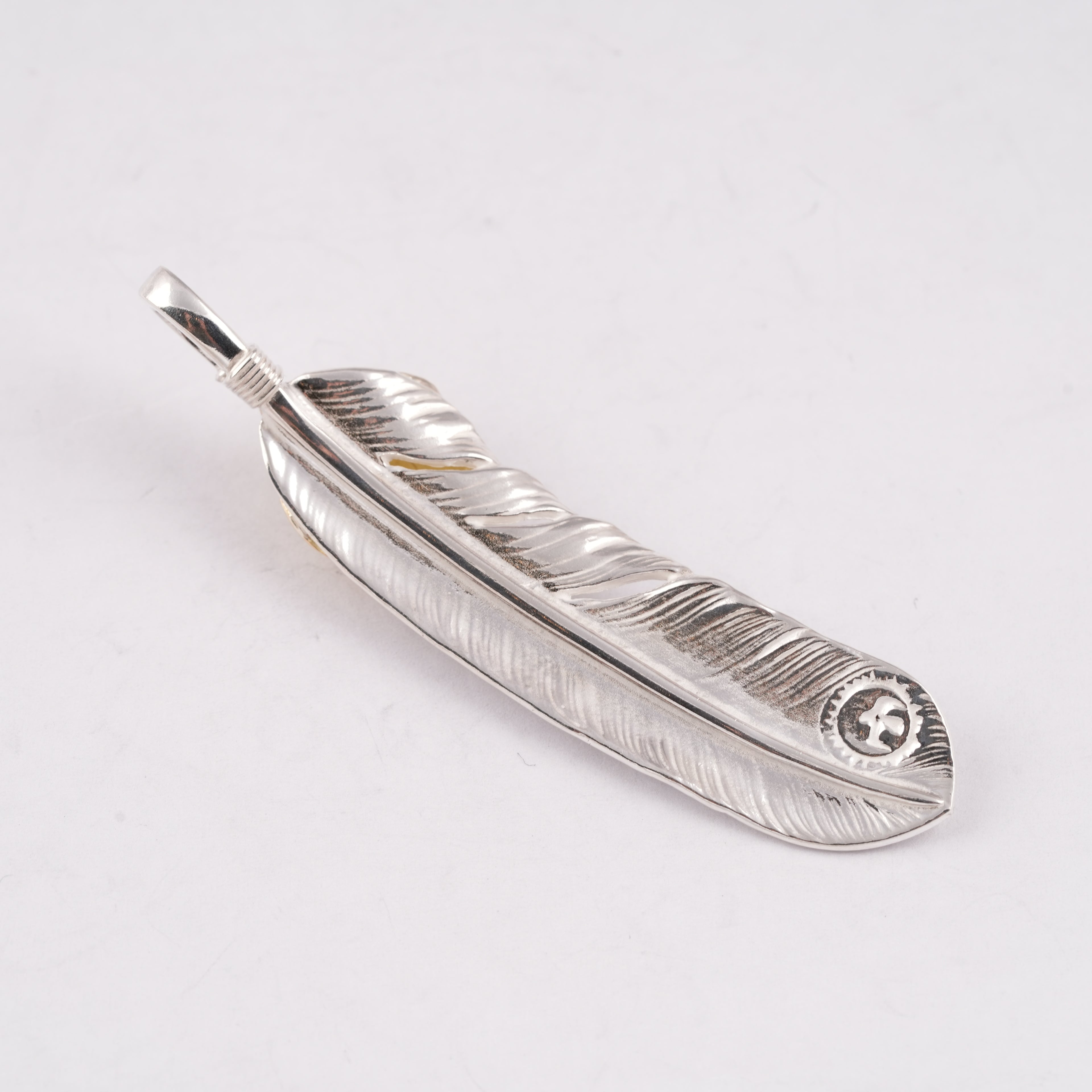 Gold Top & Rope-Bezel Turquoise Silver Feather (Right)(XL)