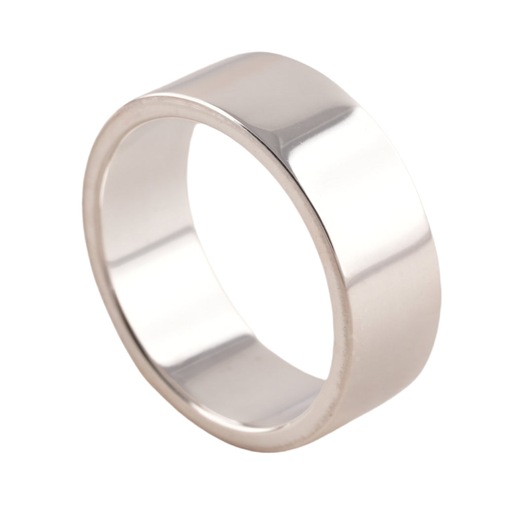 Gold Eagle Stamp Flat Silver Ring (US9)