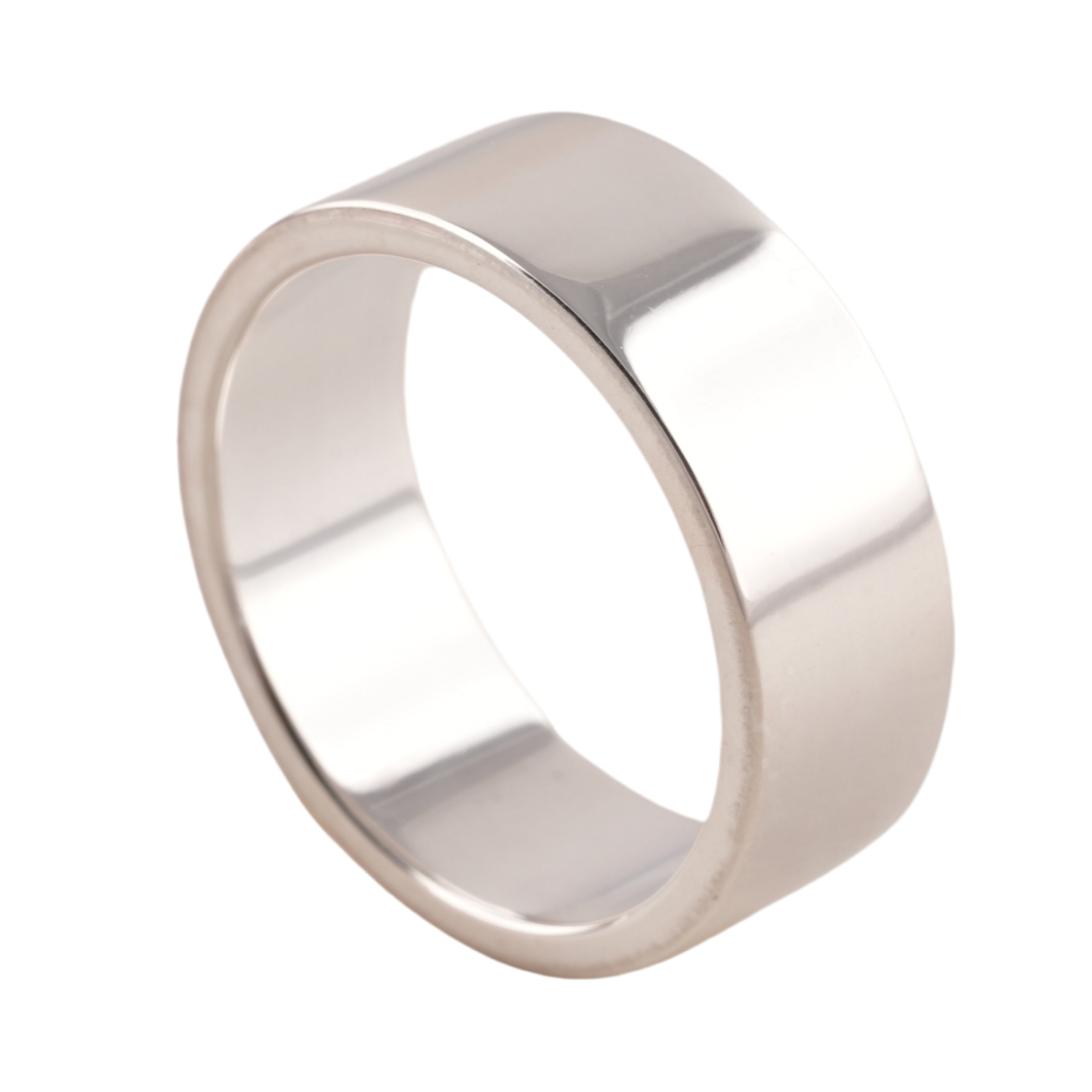 Gold Eagle Stamp Flat Silver Ring (US9)