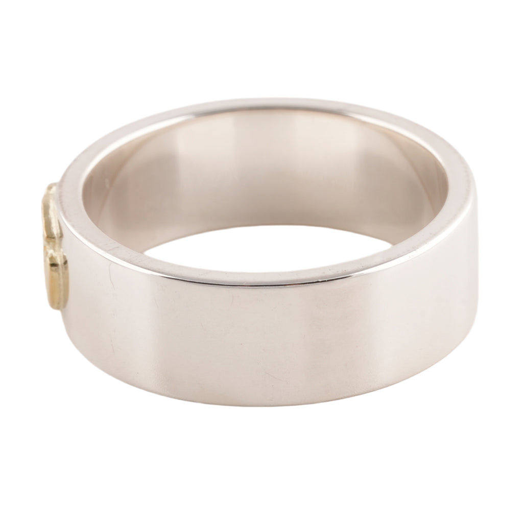 Gold Rose Stamp Flat Silver Ring (US11) #00321