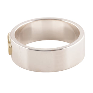Gold Rose Stamp Flat Silver Ring (US11) #00321