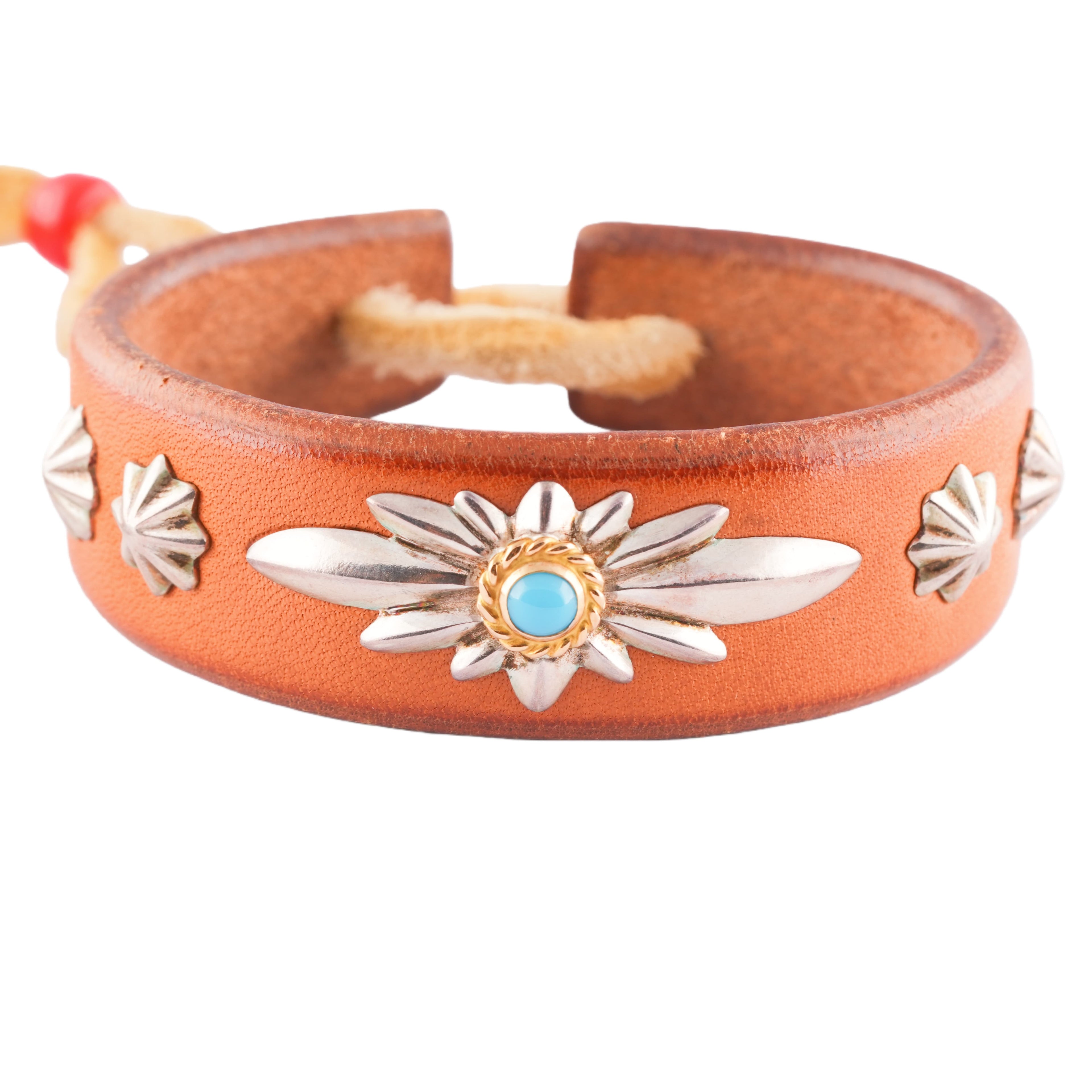 Gold Stamp GC24 5-Concho Leather Bracelet (8inch)
