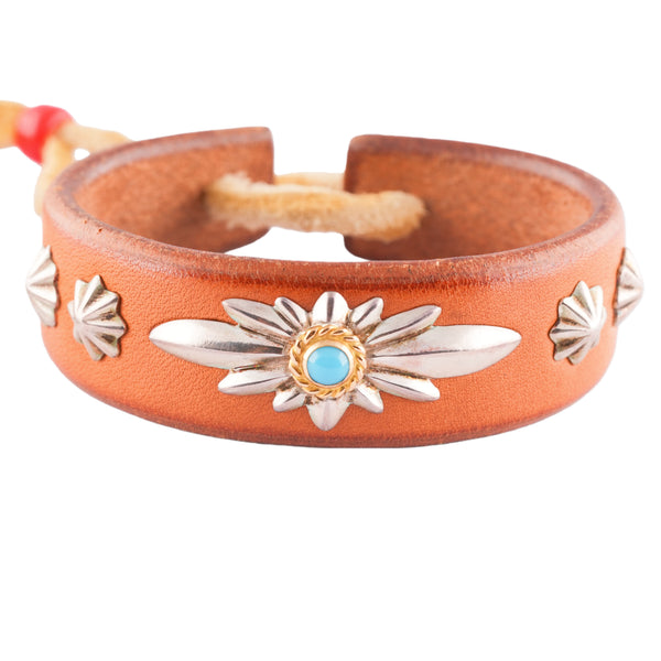 Gold Stamp GC24 5-Concho Leather Bracelet (8inch)