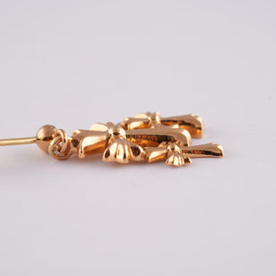 22K Triple 3 CH Cross Drop Earring