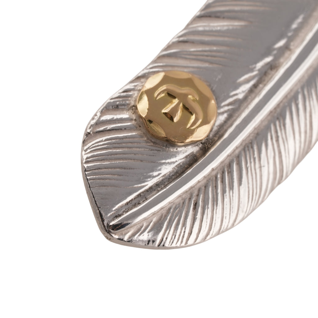 Gold Stamp Silver Feather (Right)(XL) #00251