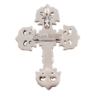 Large Filigree Cross Pendant Leather Braid Necklace