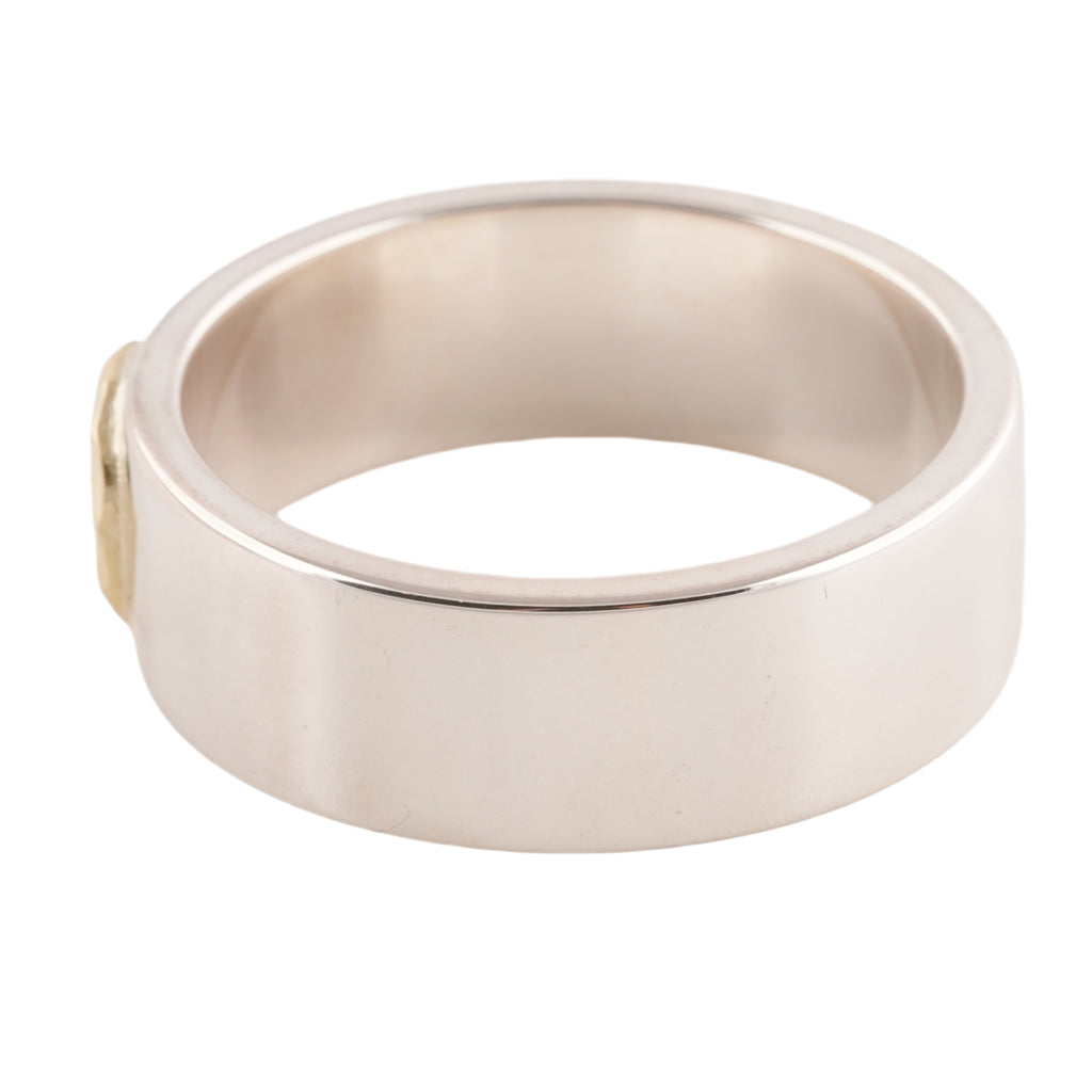 Gold Eagle Stamp Flat Silver Ring (US12)