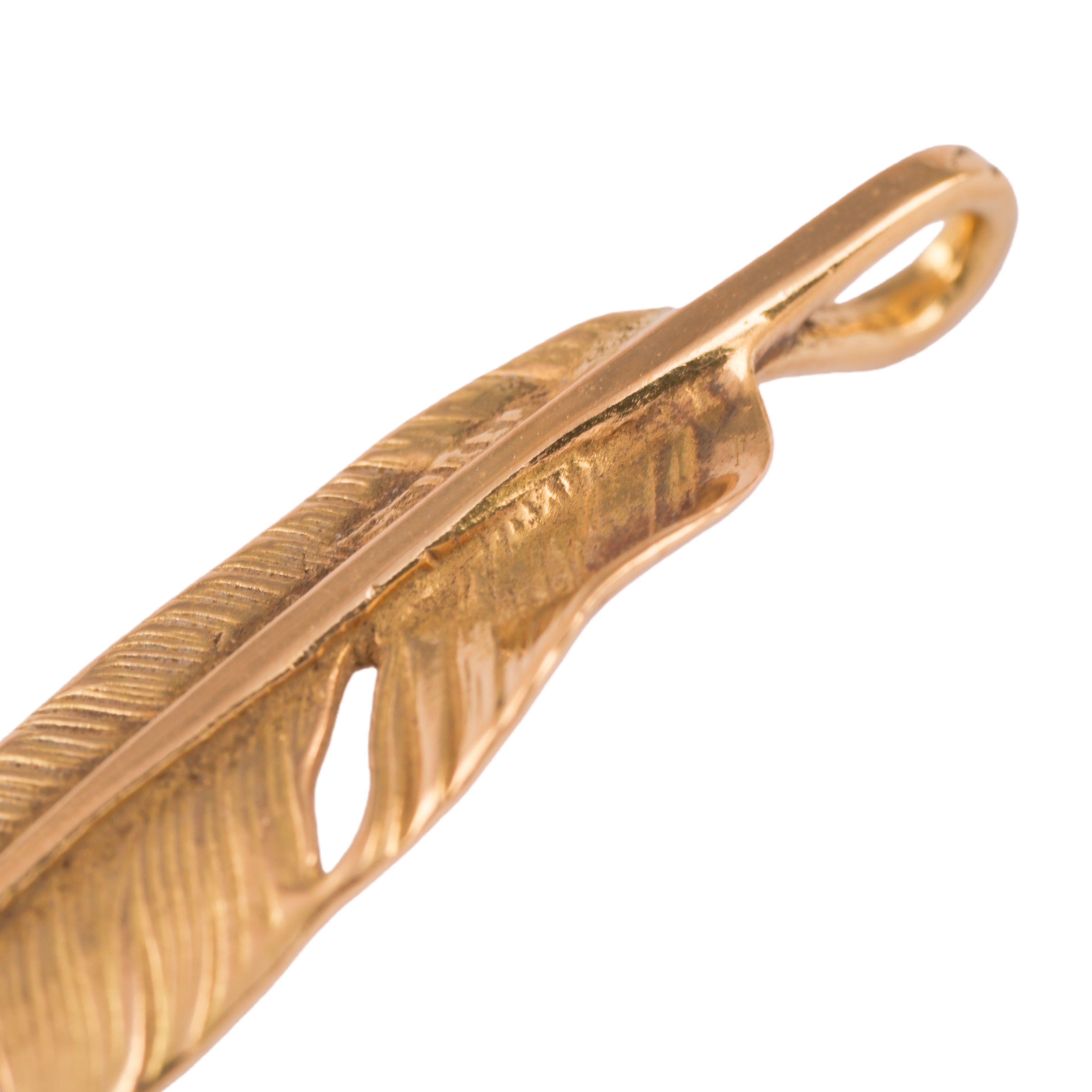 Gold Feather Pendant (Left)(M)