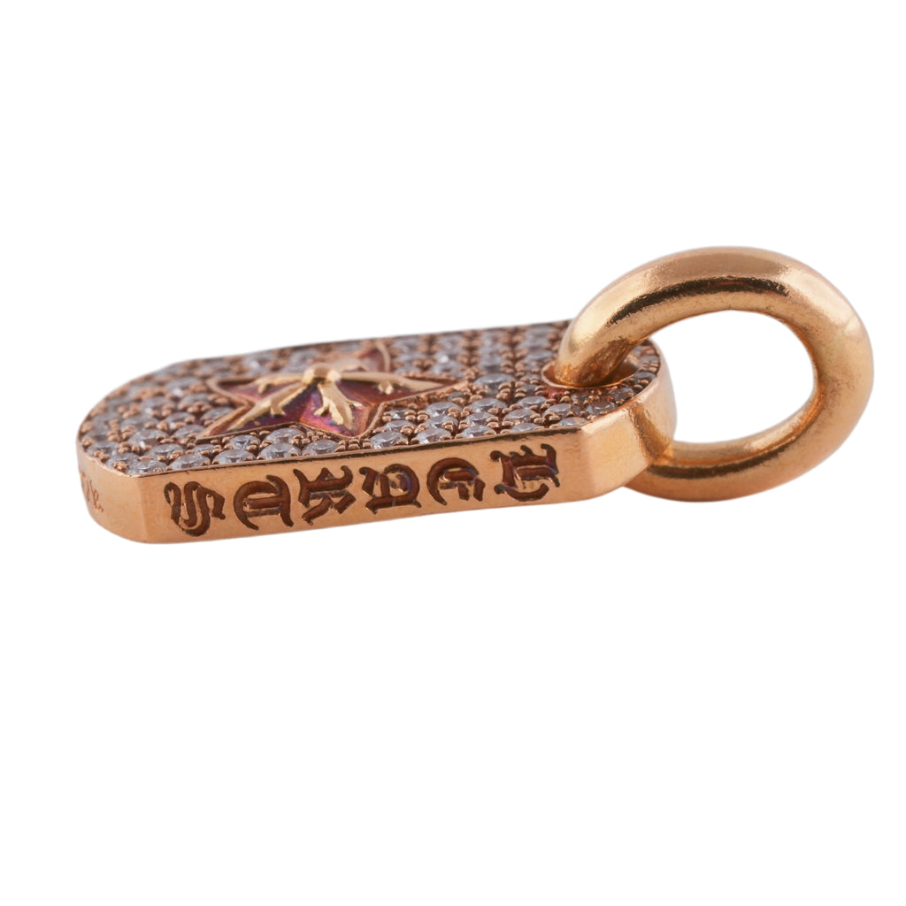 22k Pave Diamond 5-Point Star Tiny Dogtag