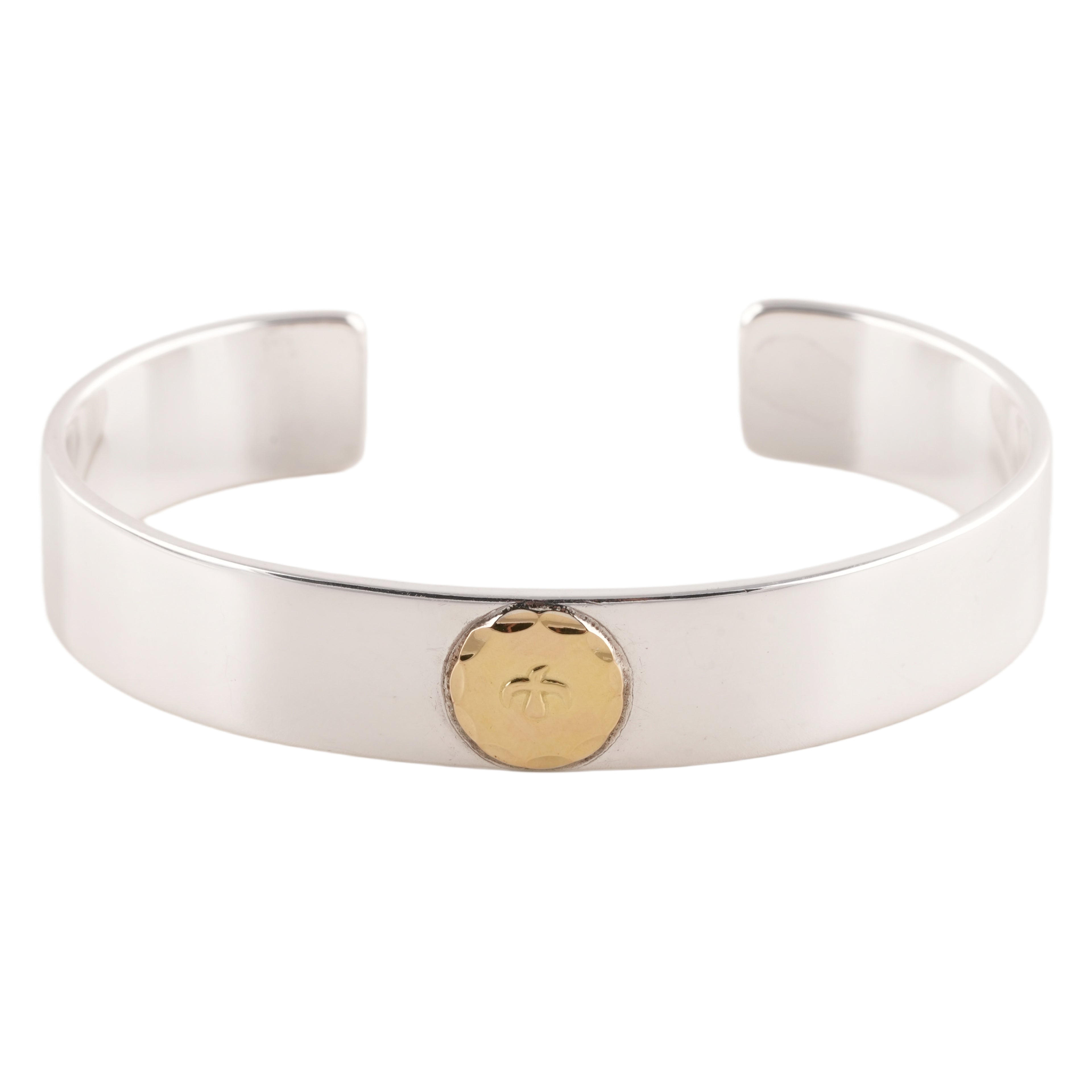 Gold Eagle Stamp Flat Silver Cuff (M) (7inch)