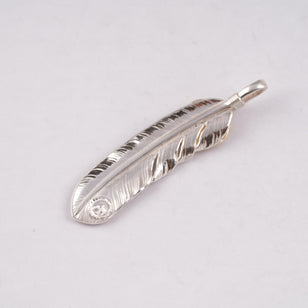 Gold Top Silver Feather Pendant (Right)(XL)