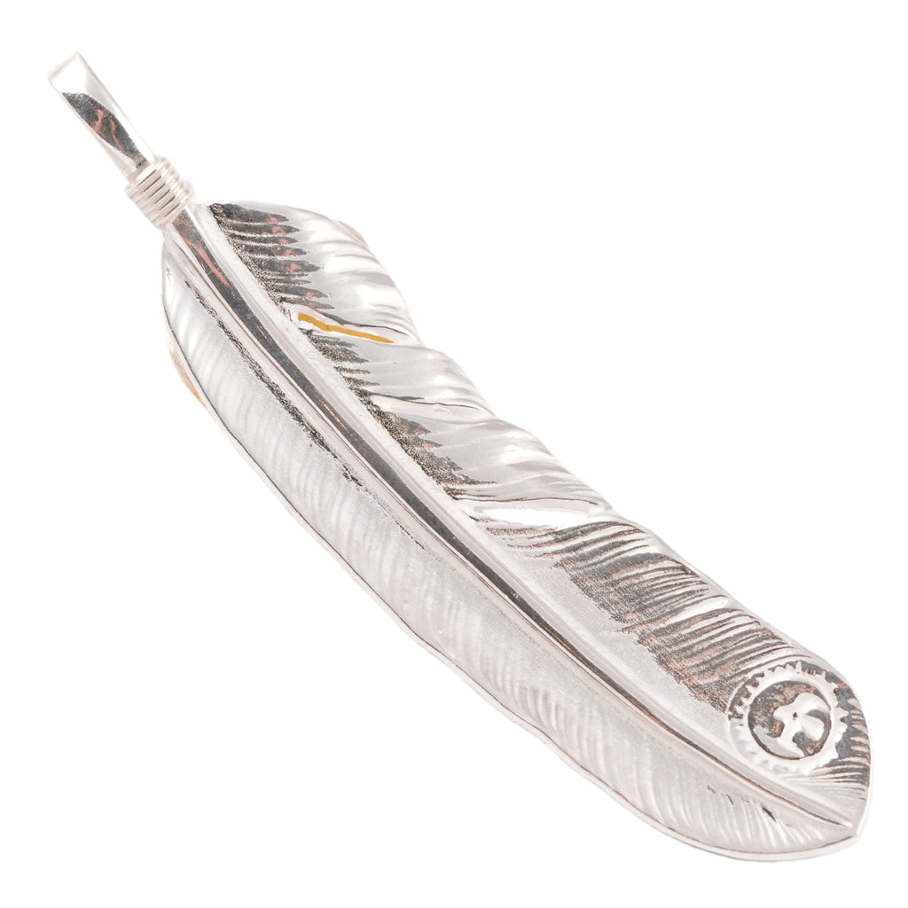 Gold Top & Rope-Bezel Turquoise Silver Feather (Right)(XL) #00171
