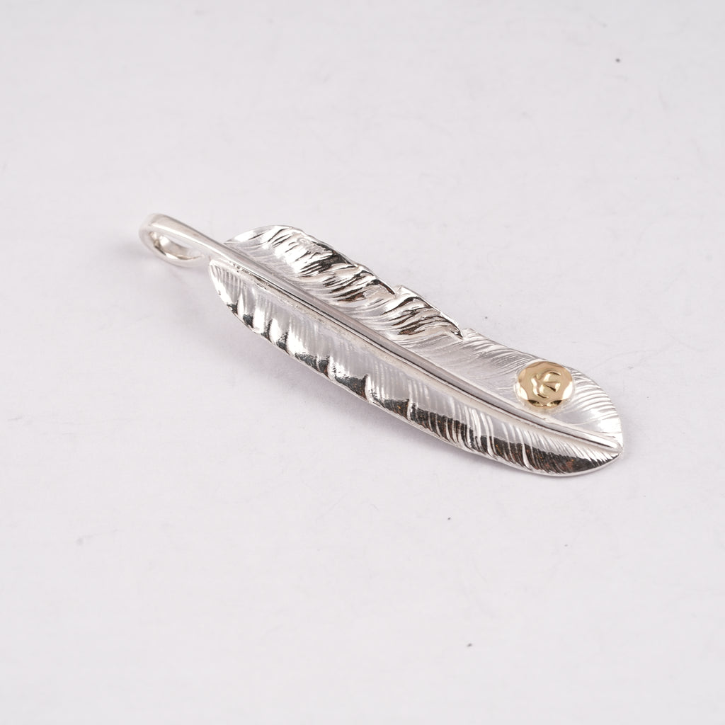 Gold Stamp Silver Feather (Left)(XL) #00189