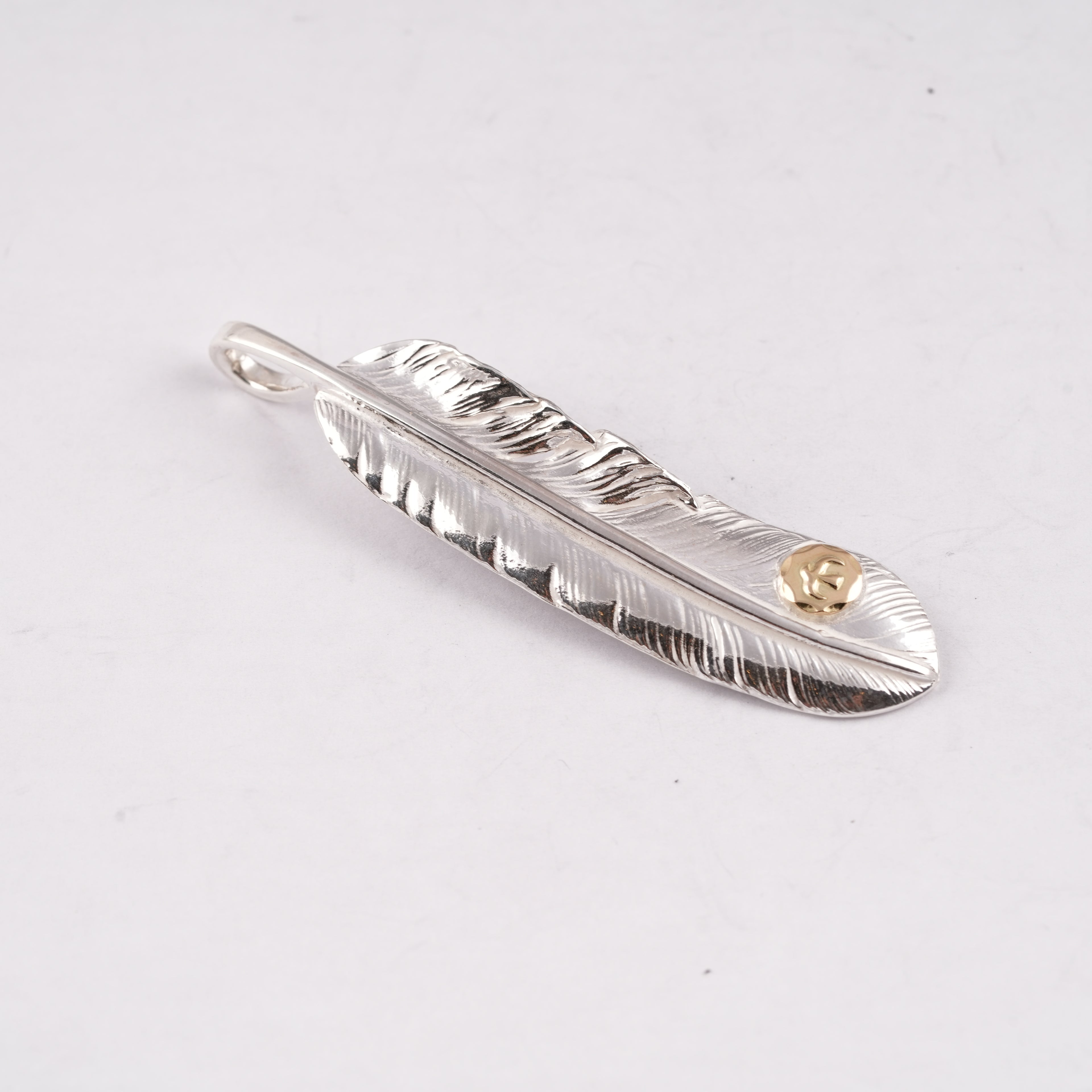 Gold Stamp Silver Feather (Left)(XL) #00189