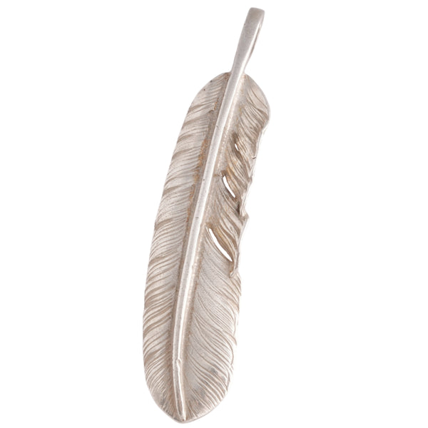 Plain Silver Feather Pendant (Left)(XL)
