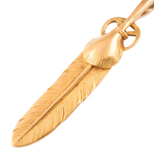 Heart Wheel All-Gold Feather Pendant (M)