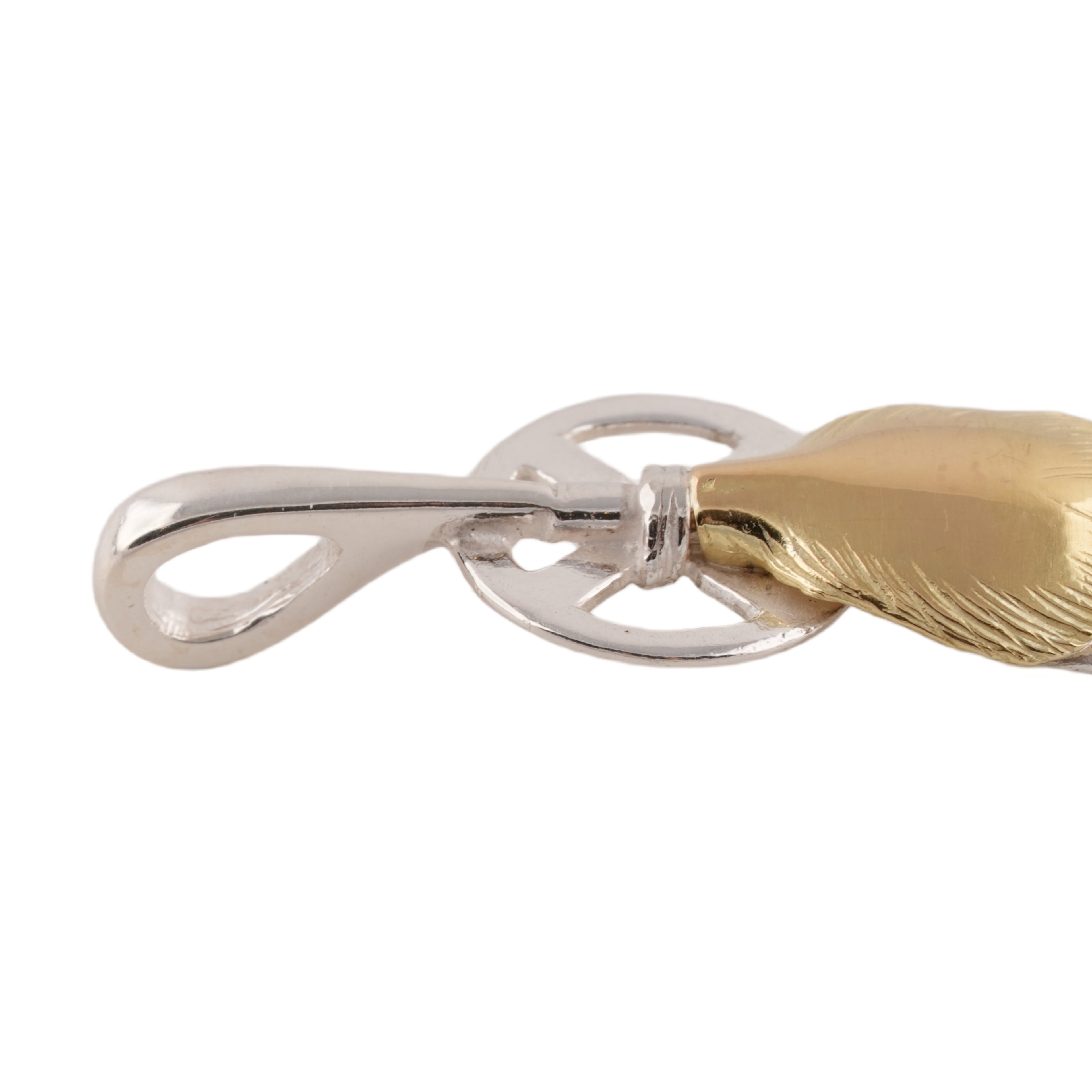 Gold Top Heart Wheel Silver Feather (L)