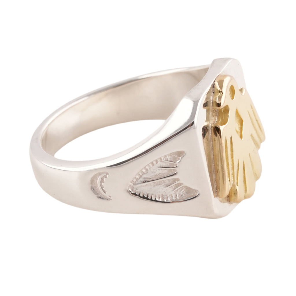 Gold Eagle Silver Signet Ring (US8)