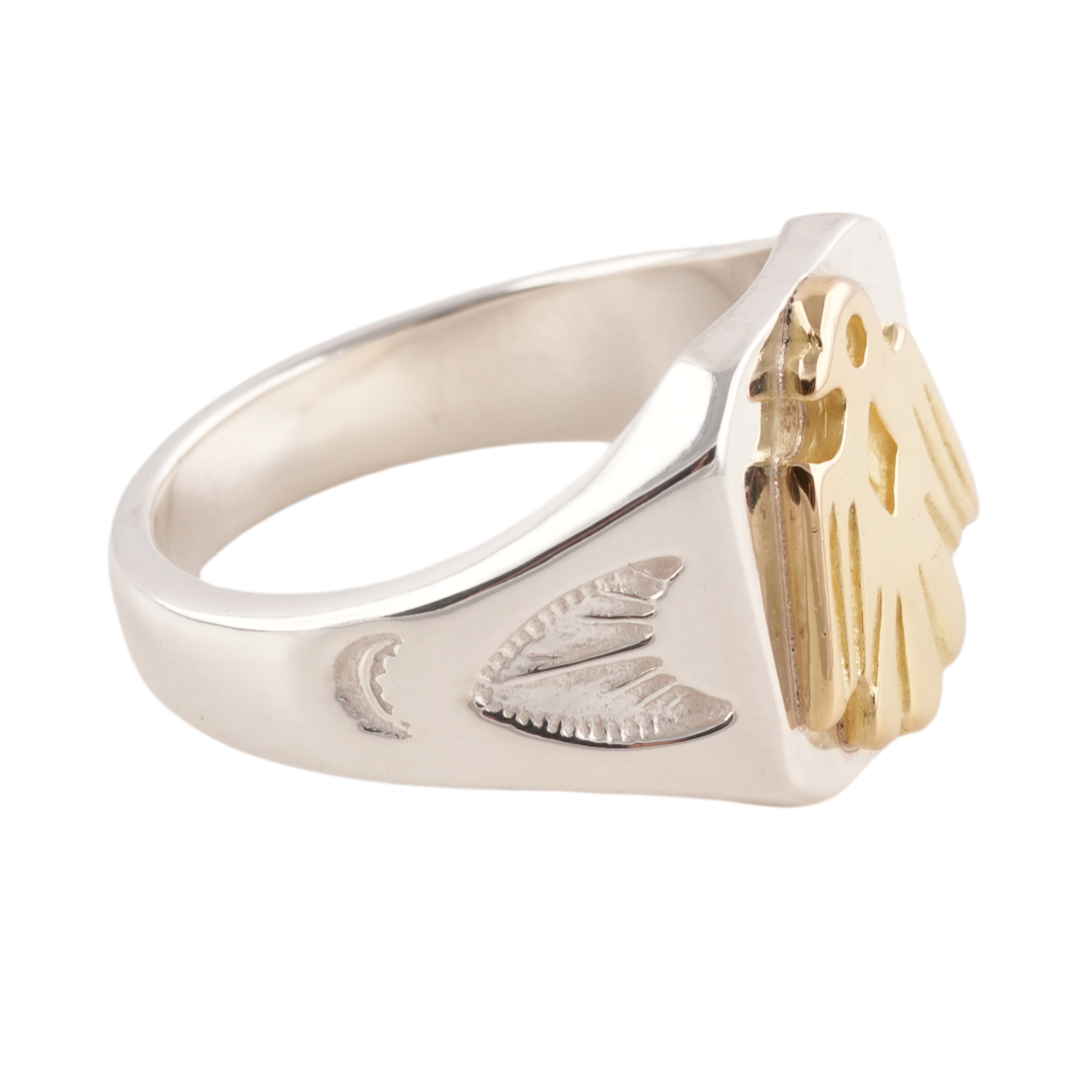 Gold Eagle Silver Signet Ring (US8)