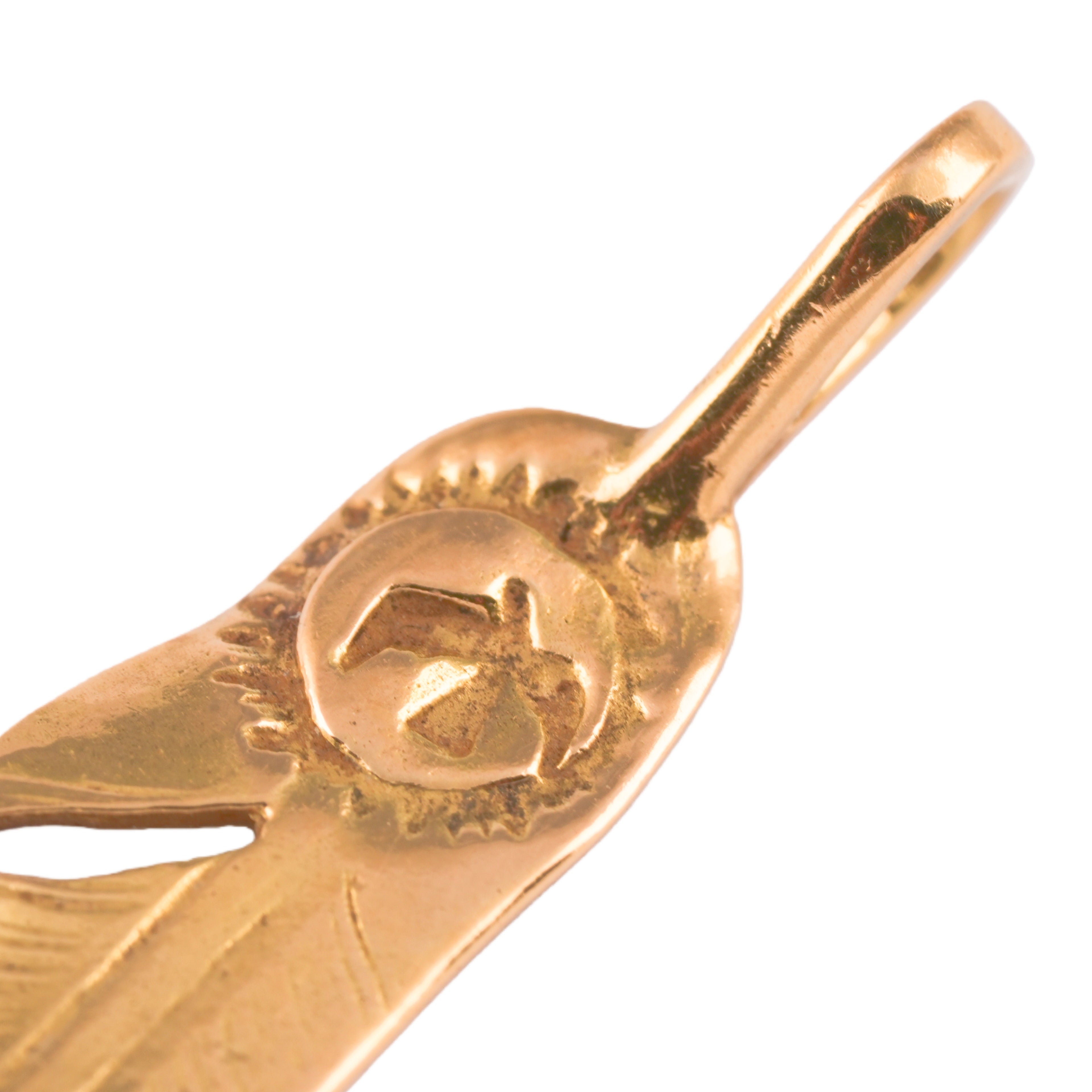 Gold Feather Pendant (Left)(M)