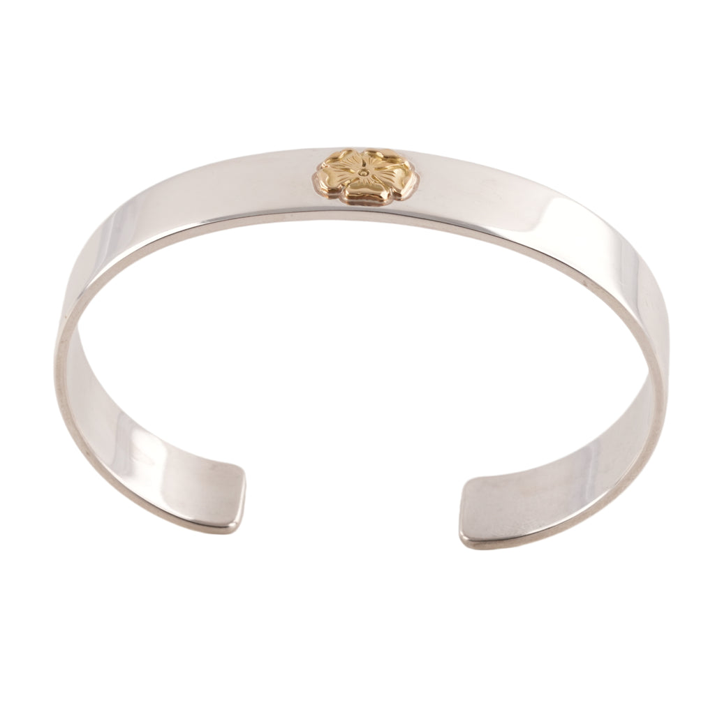 Gold Rose Stamp Flat Silver Cuff (L) (7.5inch)
