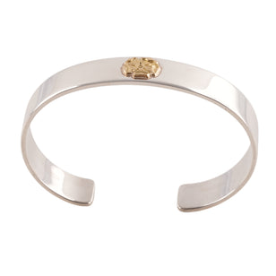 Gold Rose Stamp Flat Silver Cuff (L) (7.5inch)