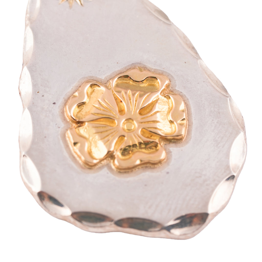 Gold Rose Stamp Drop Silver Medallion Pendant