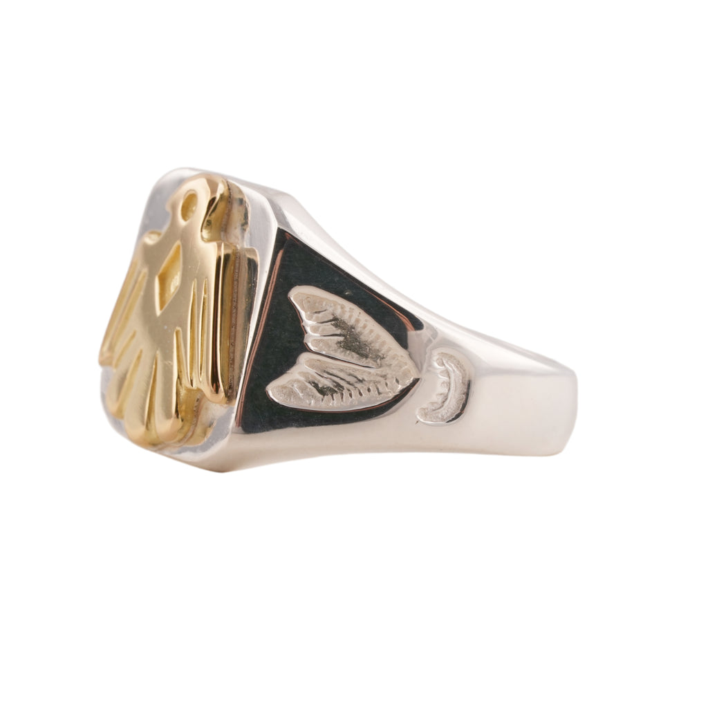 Gold Eagle Silver Signet Ring (US8)