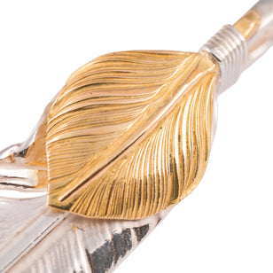 Gold Top Silver Feather Pendant (Right)(XL)
