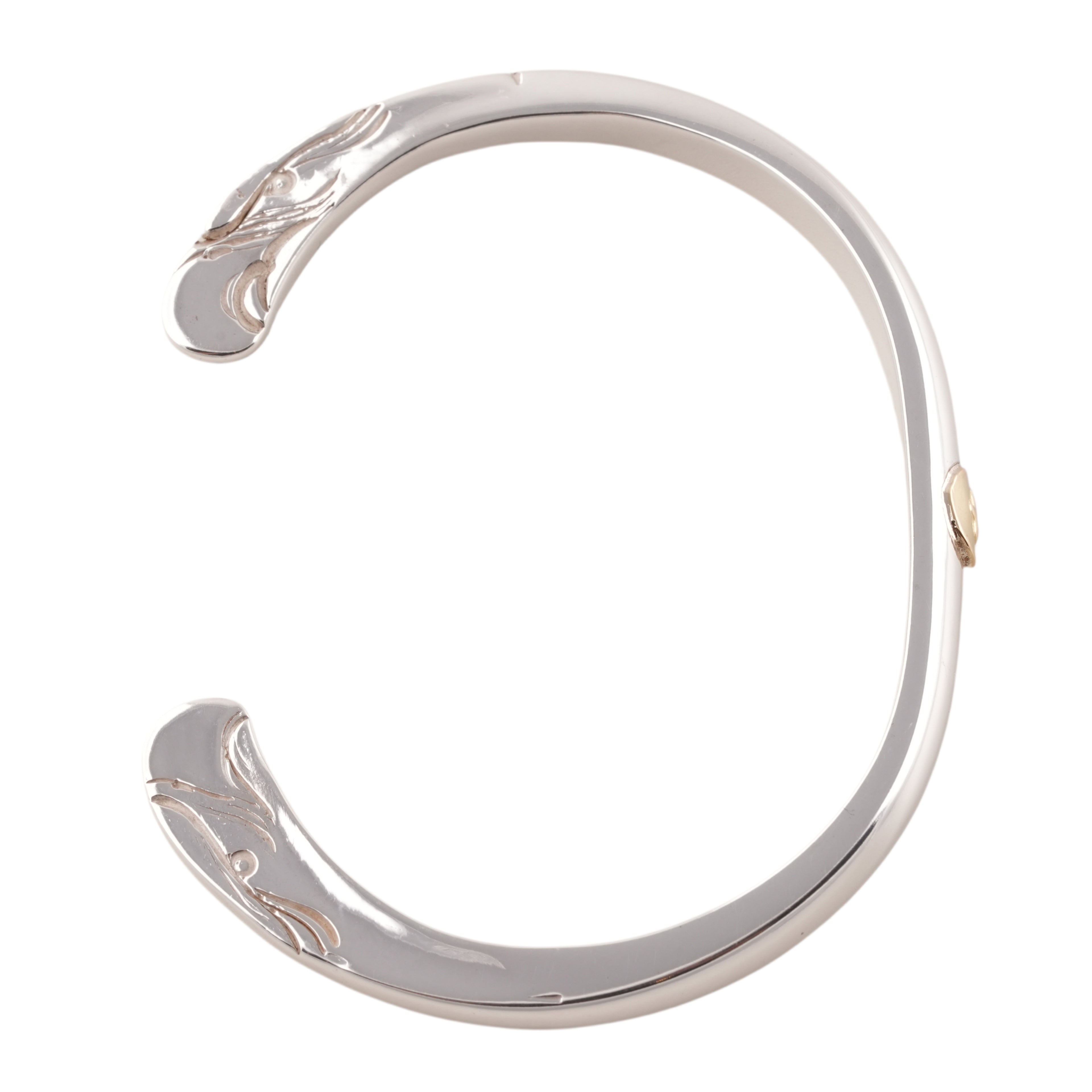Eagle Head Silver Cuff w/ Gold Stamp (M)