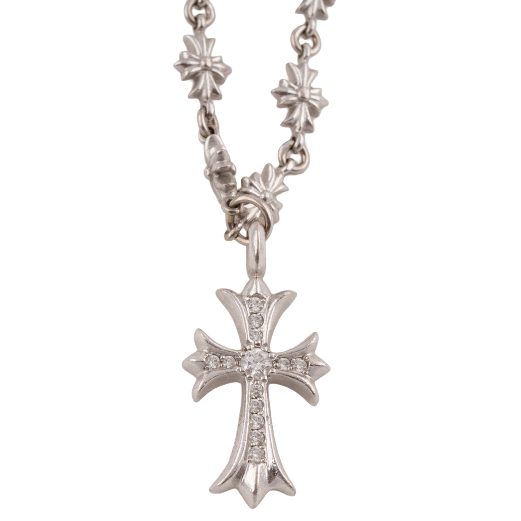 18k White Gold Tiny Fat Cross + Tiny E Integrated Chain (20inch) — Chrome Hearts · corner:01805/DSC08704.JPG