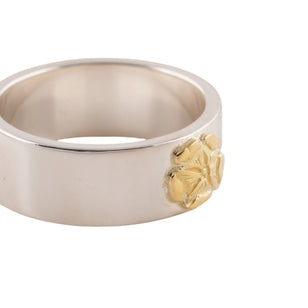 Gold Rose Stamp Flat Silver Ring (US9)