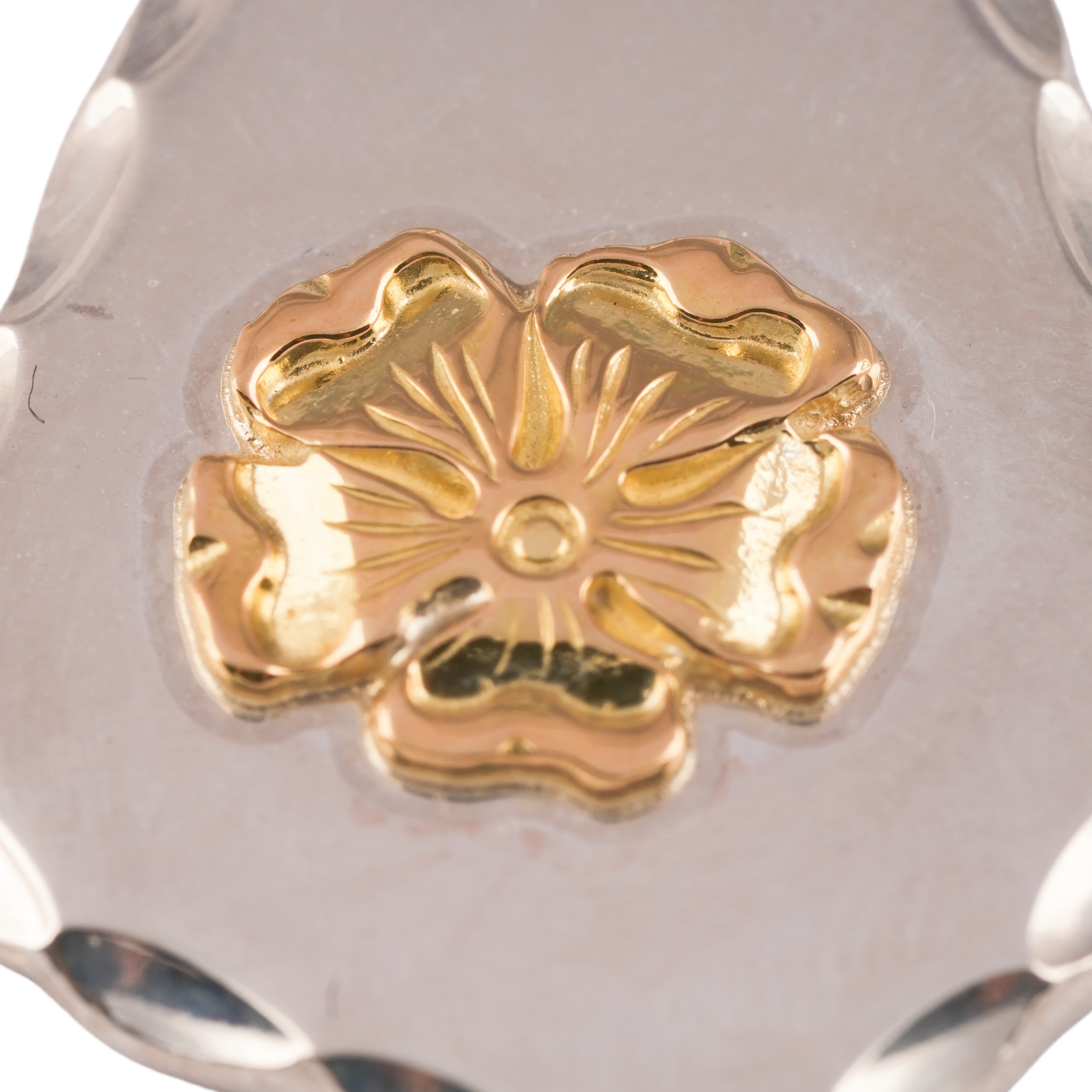 Gold Rose Stamp Drop Silver Medallion Pendant #00160