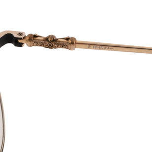 Dylan Took It > Black and rose gold aviator-style eyeglasses with cross motif temple
