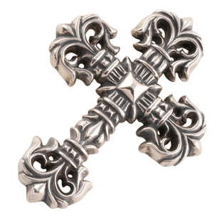 Large Filigree Cross Pendant Leather Braid Necklace